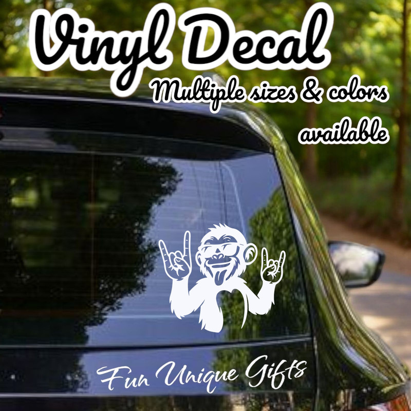 Crazy Monkey Vinyl Decal Sticker -Multiple Colors & Sizes- FREE SHIPPING! gallery