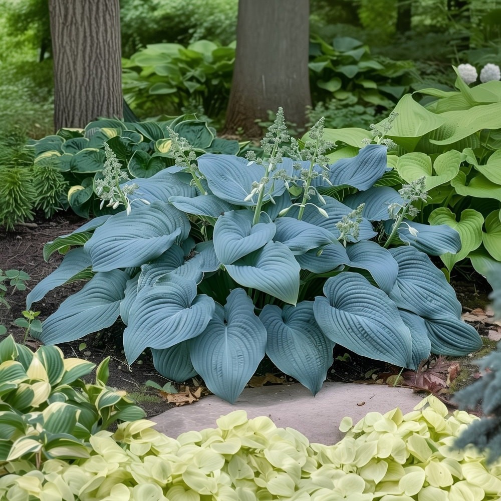 Big Blue Bressingham Hosta - 3 Bare Roots - Hardy and Shade Tolerant Plants for gallery