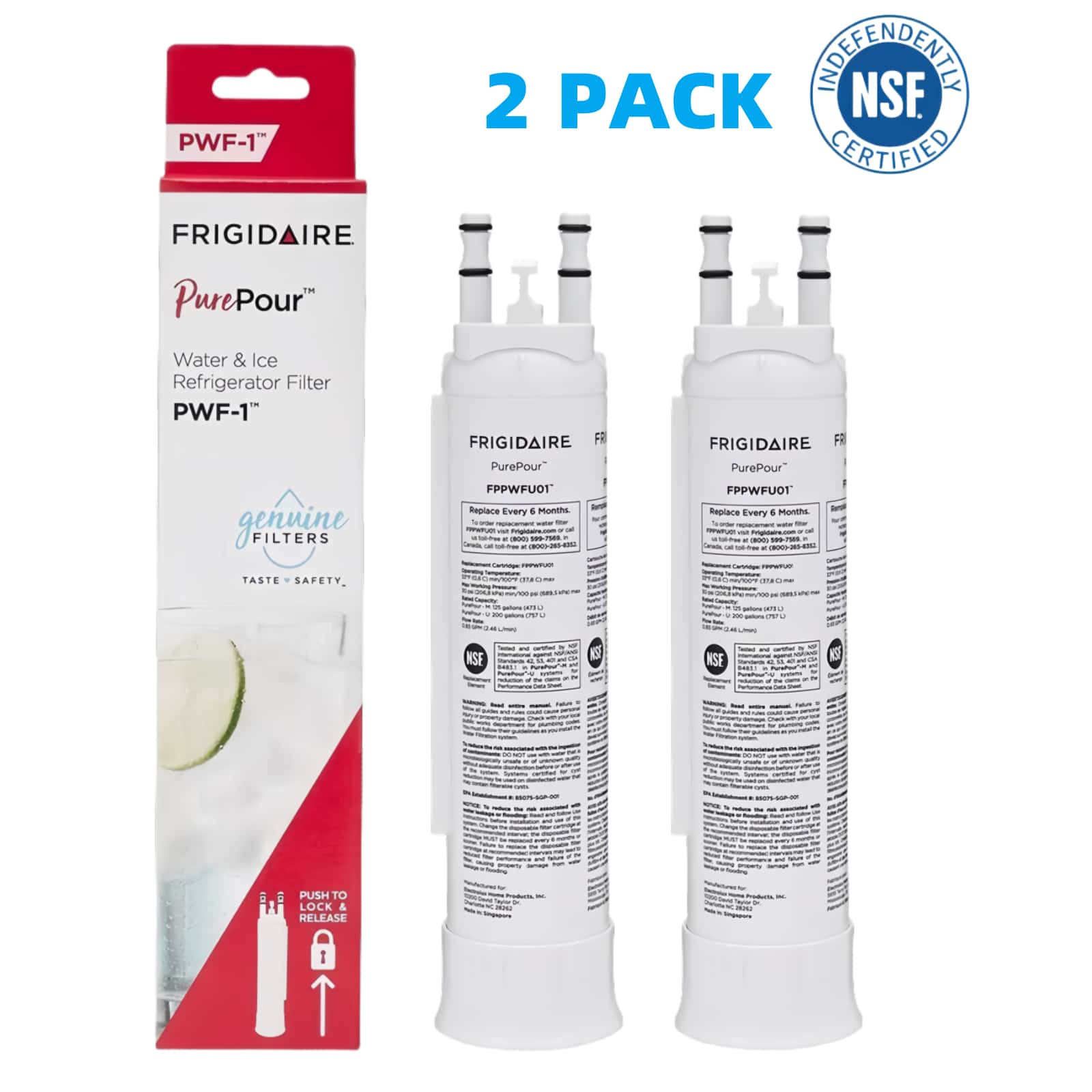 2 pack Frigidaire FPPWFU01 PWF-1 Refrige PurePour Water &Ice Refrigerater Filter gallery
