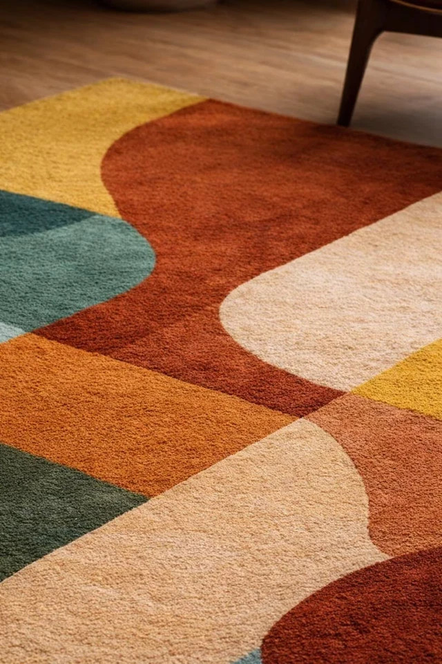 Hand Tufted Wool Abstract Area Rug Modern Mid Century Geometric Luxury Custom gallery