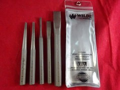 Wilde Tool K5 USA MADE 5pc Punch & Chisel Set Professional High Carbon Steel