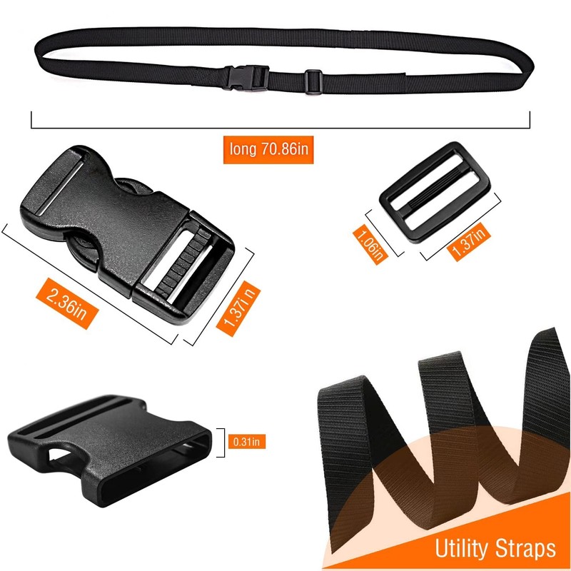 Adjustable Nylon Tie Down Straps with Buckle - 4 Pack, 6 Feet, Black gallery