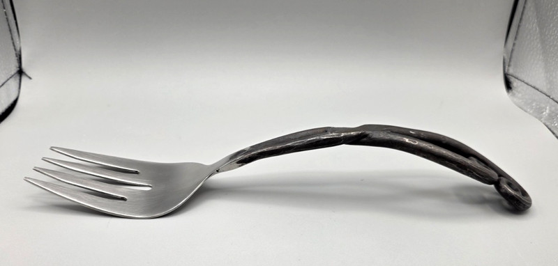 Black Oxidized Salad Serving Fork Double Fiddlehead 11" gallery