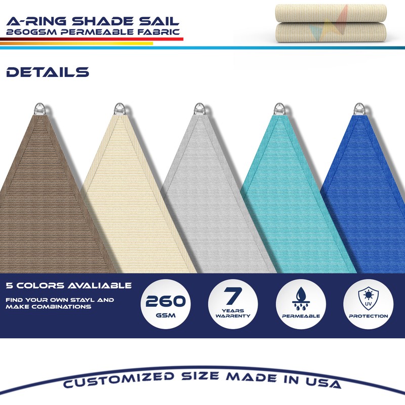 16/17/18ft Beige Triangle Outdoor Pool Patio Deck Steel Cable Sun Shade Sail gallery