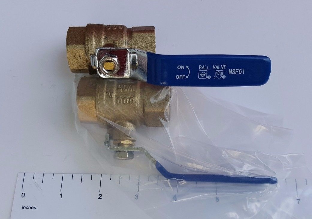 1) 3/4" FEMALE THREADED BALL VALVE, LEAD FREE BRASS, 600 PSI, WATER OIL GAS gallery