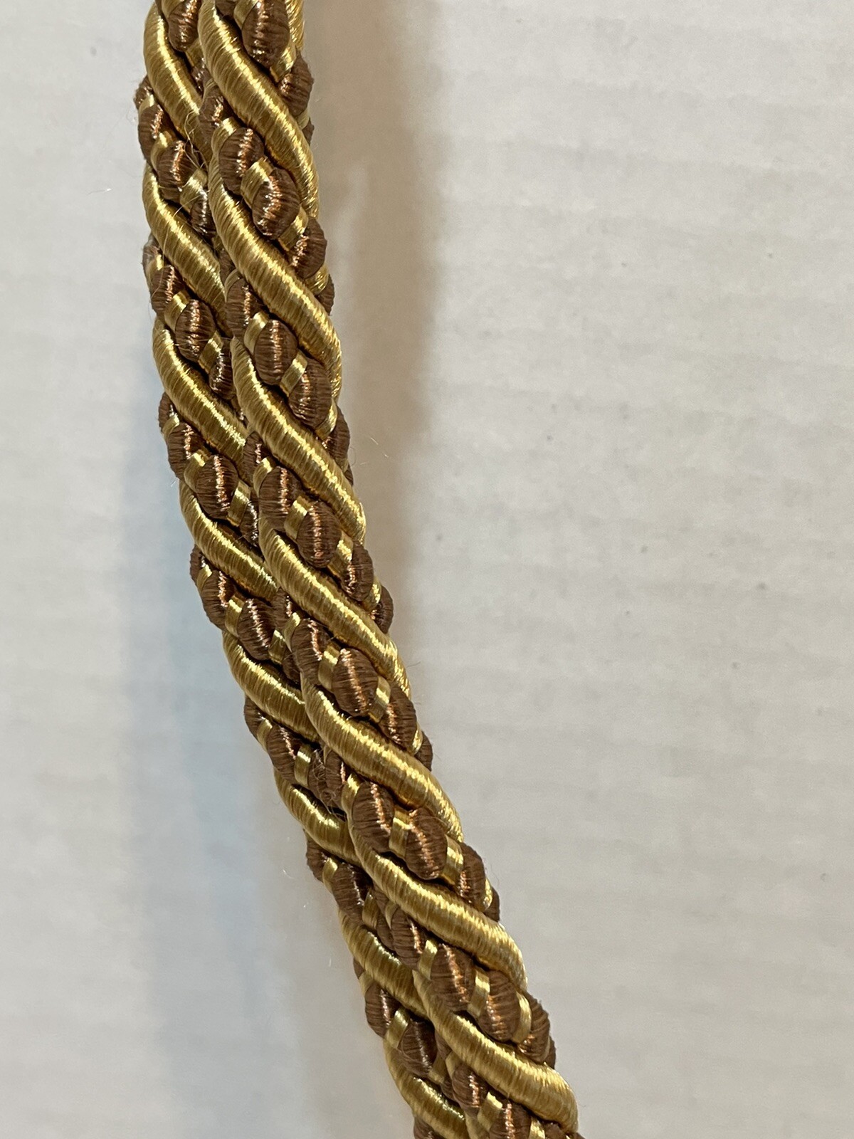 Hand Woven Curtain Rope Tie Back Window Brown Gold Tassel Amber Beads 26" Long gallery