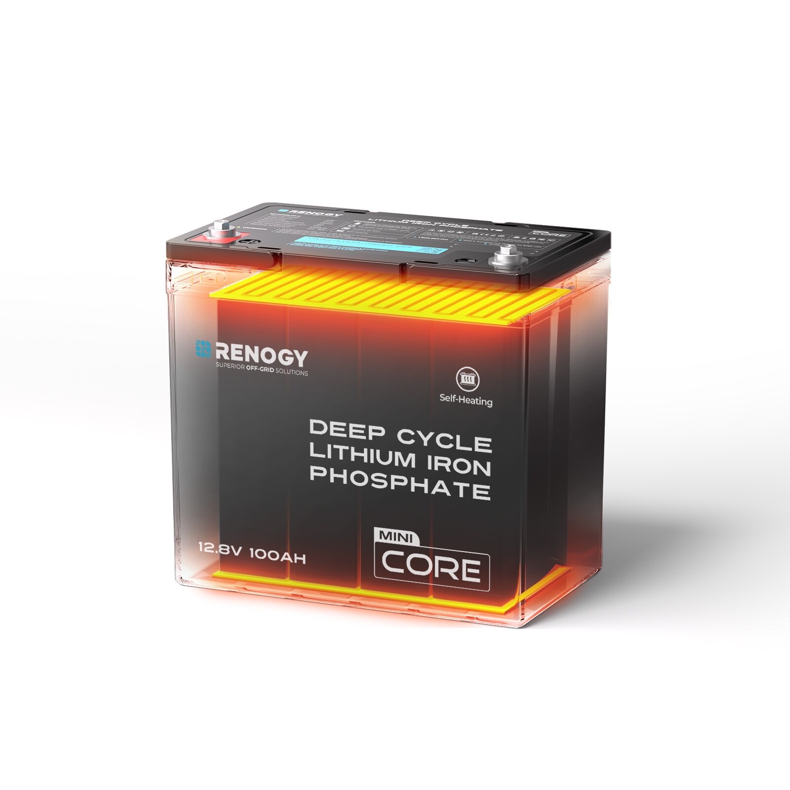 Renogy DuoHeat Tech-Core Mini 12V 100Ah Lithium Iron Phosphate Battery gallery