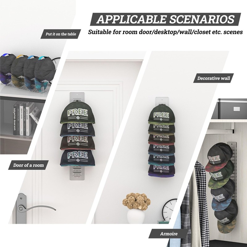 Baseball Cap Organizer - 2 Pack Hat Rack Display Holder with Up to 19 Hat Hooks gallery