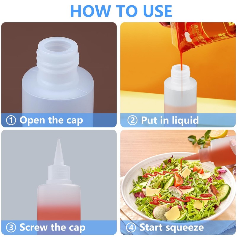 2 Pack 10 Oz (300ml) Condiment Squeeze Bottles, Leak Proof Refillable Condiment gallery