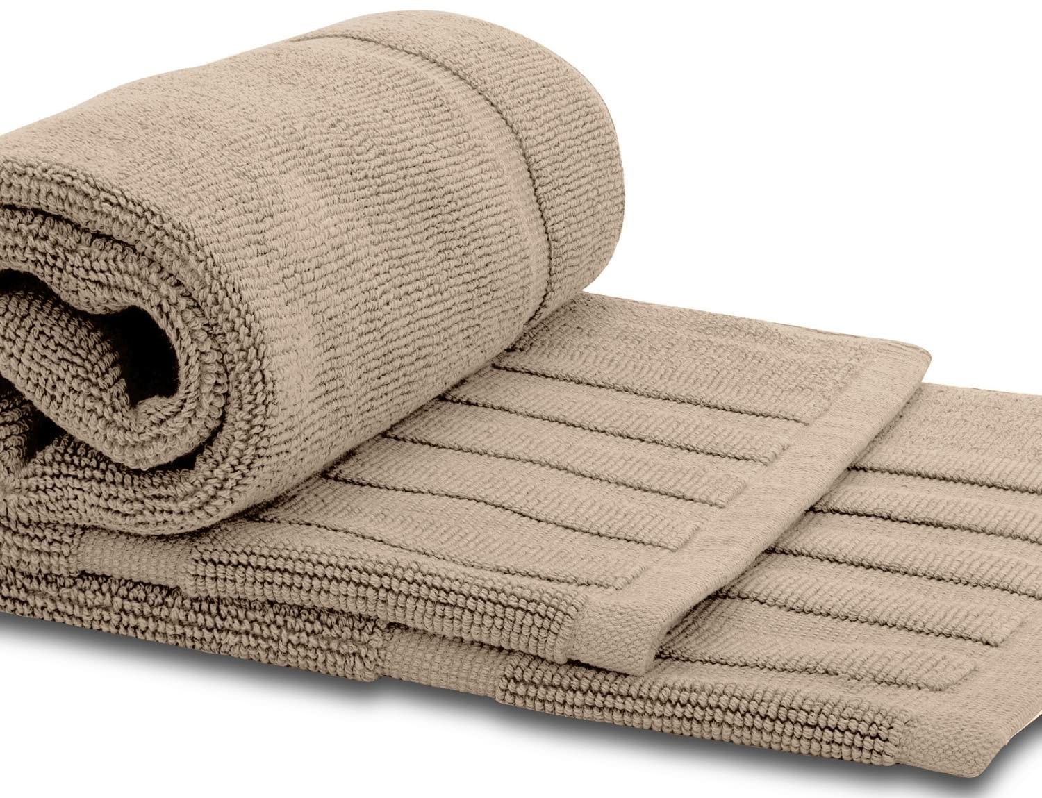 Luxury Bath Mat Floor Towel Set - 100% Cotton 22x34, 2 pack, Taupe gallery