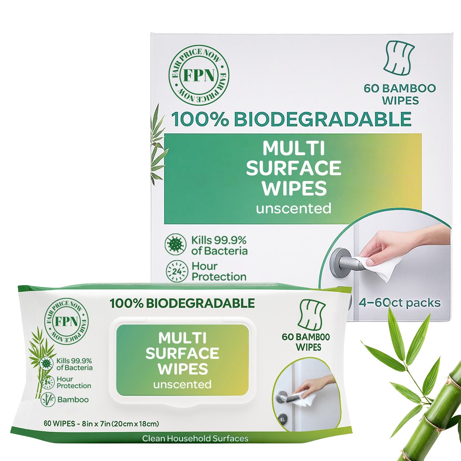 Multi-Surface Cleaning Wipes Bulk Unscented Large Wet Wipes 4 Pack 240 CT gallery