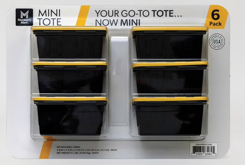 6 PACK Members Mark Mini Tote Bins Viral Tiny Mini Storage Container Yellow Lids gallery