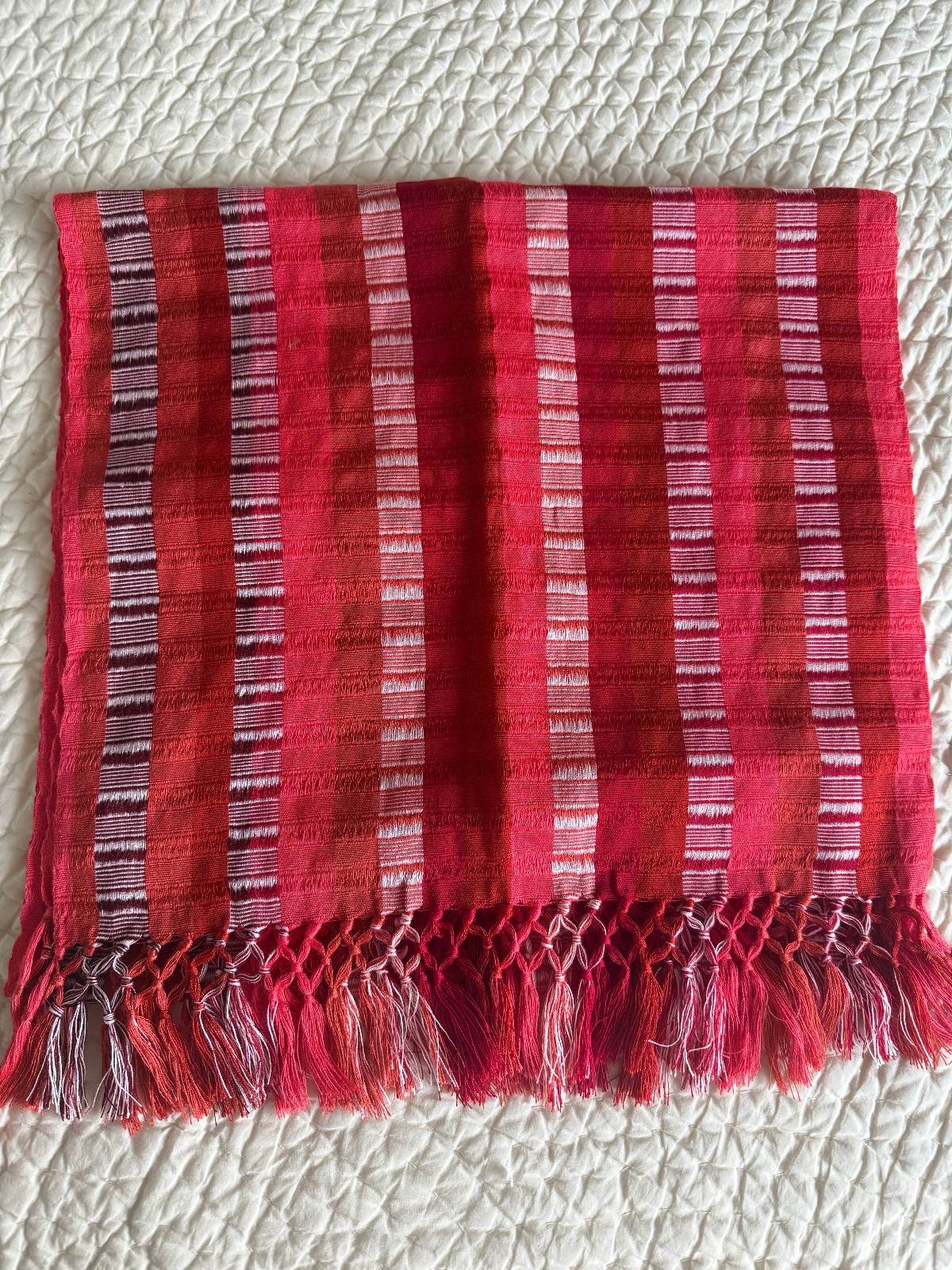 Red Striped Woven Table Runner with Tassel Fringe - 19 x 70 in. gallery