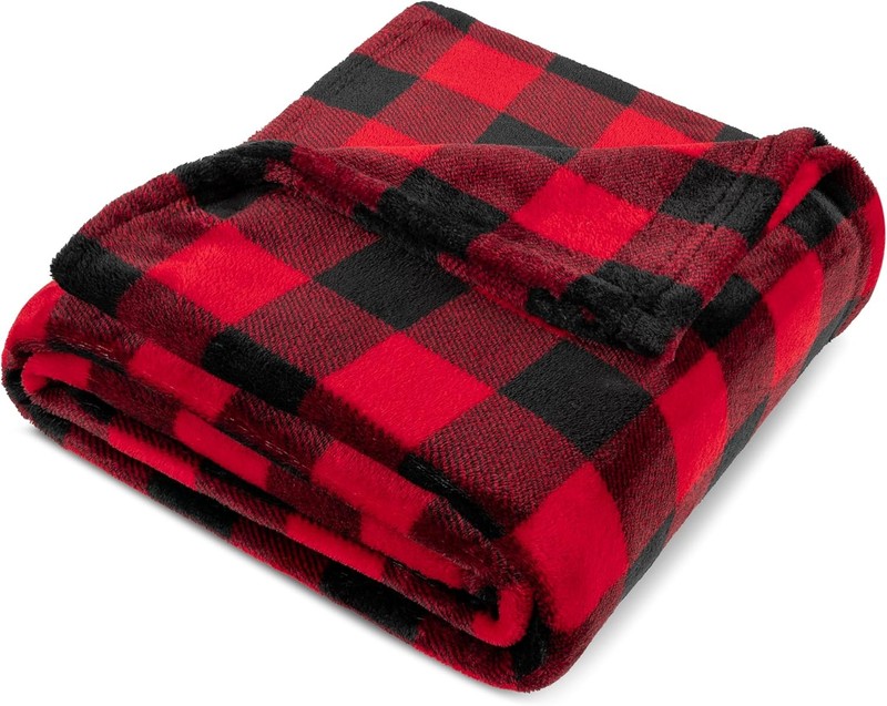Black and red buffalo check wool sofa blanket, soft flannel sofa blanket gallery