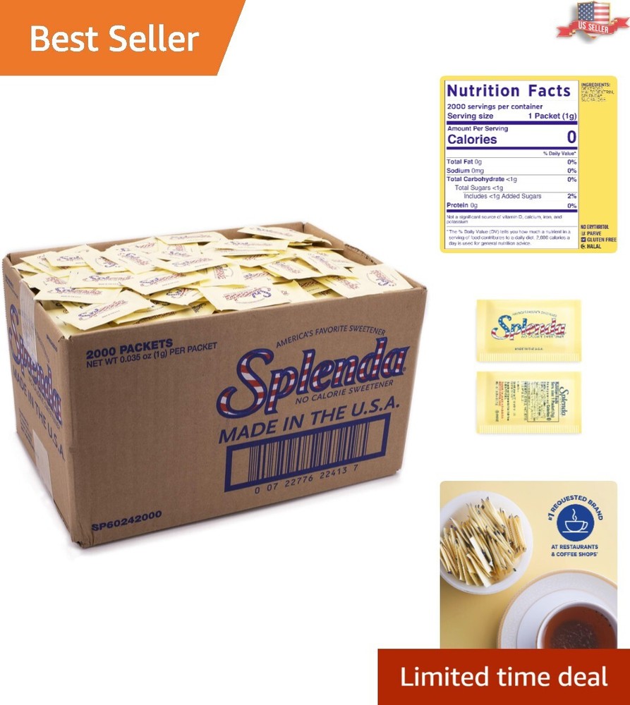 Sugar-Free Sweetener Packets - 2000 Count for Versatile Culinary Enhancements