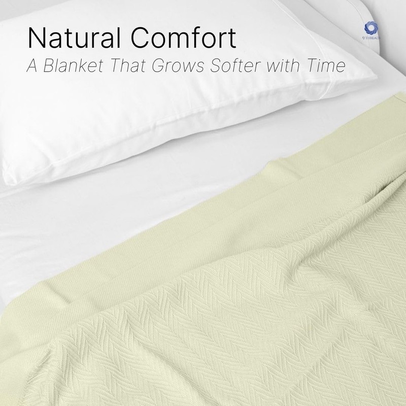 100% Cotton Herringbone Weave Blankets, 108" X 90" King, Throw Blanket for Bed, gallery