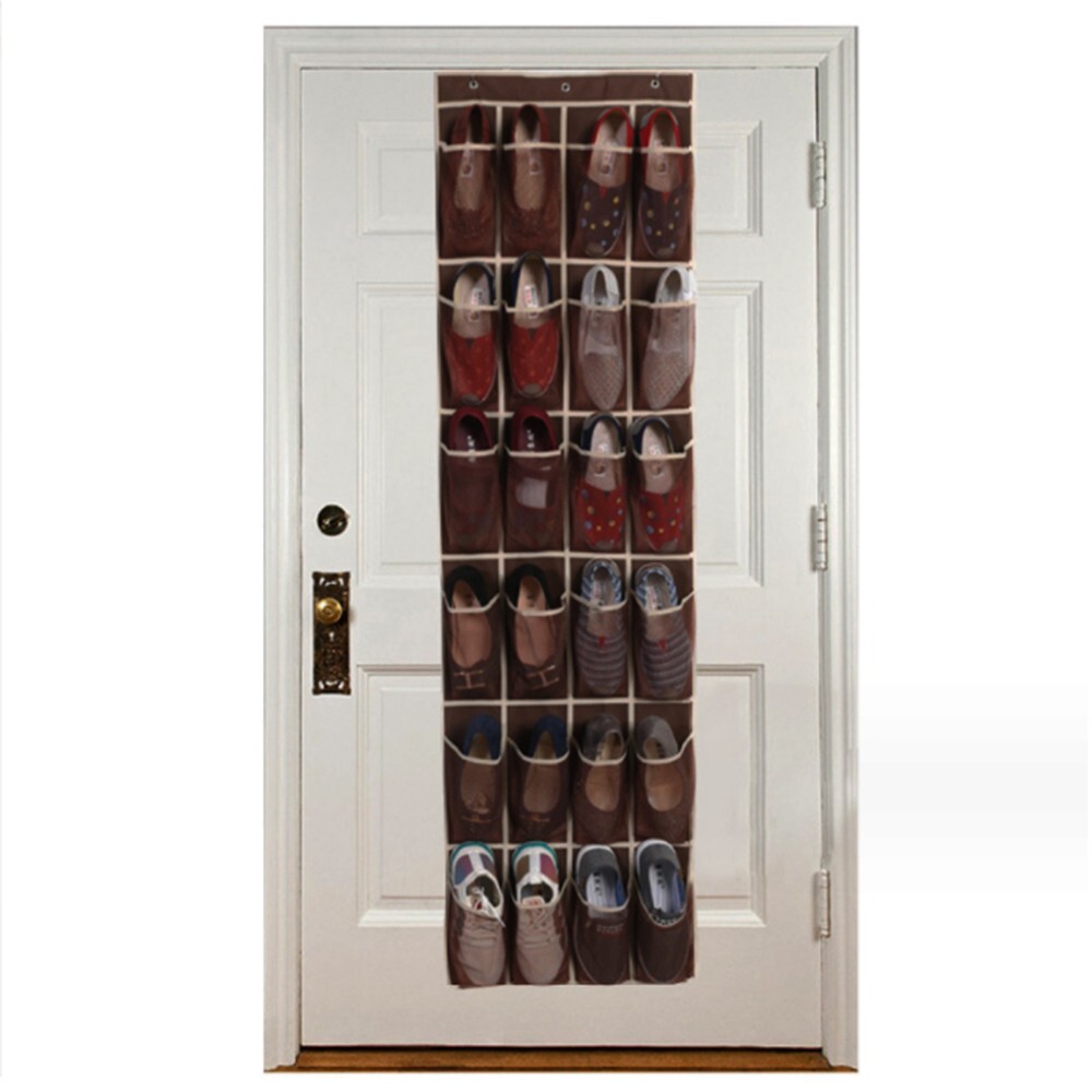 24 Pockets Door Wall Hanging Storage Bag Brown Portable Hanger Bag With Hook gallery