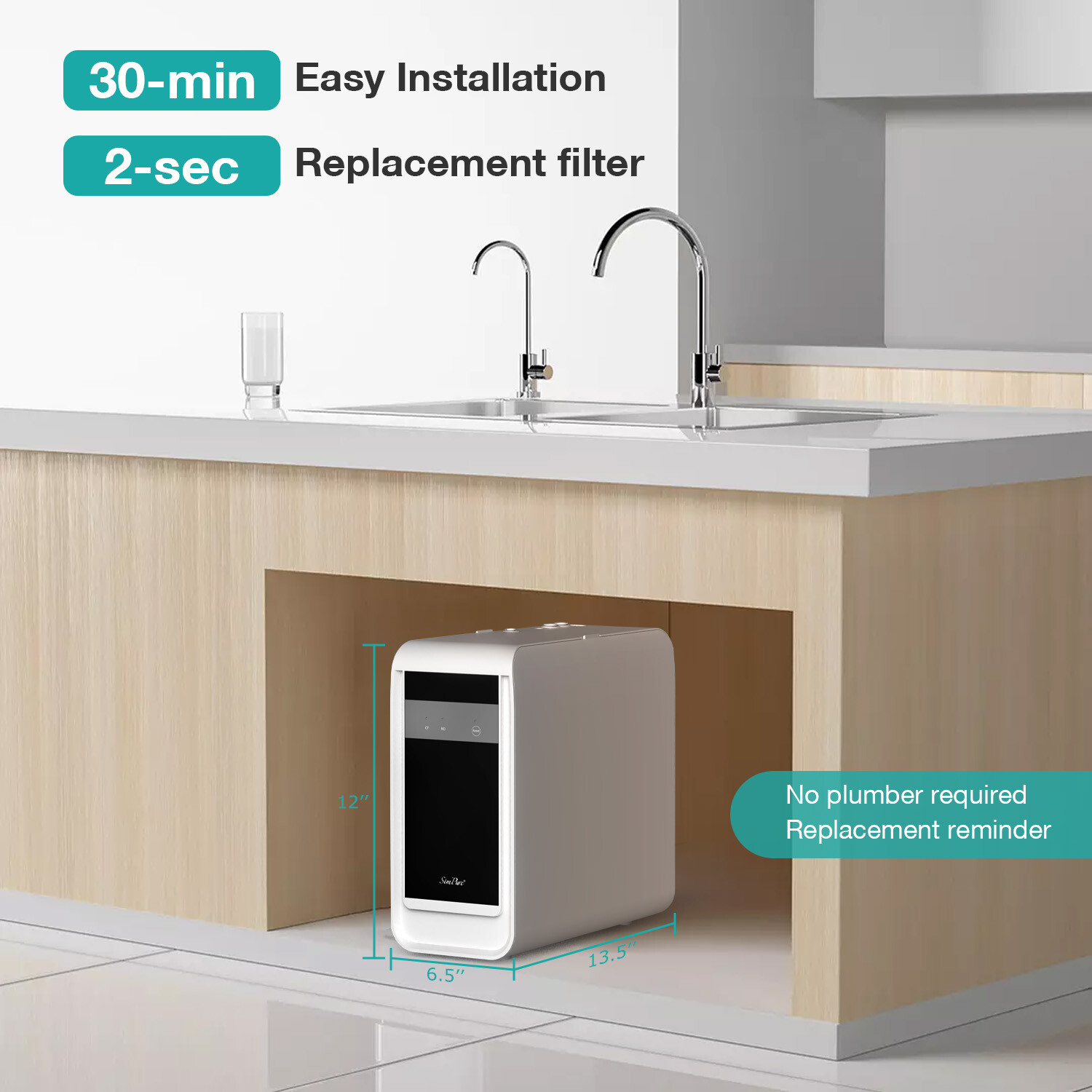 SimPure Q3-600GPD RO Reverse Osmosis CF+RO Membrane Water Filter 1/2/3-Year Set gallery