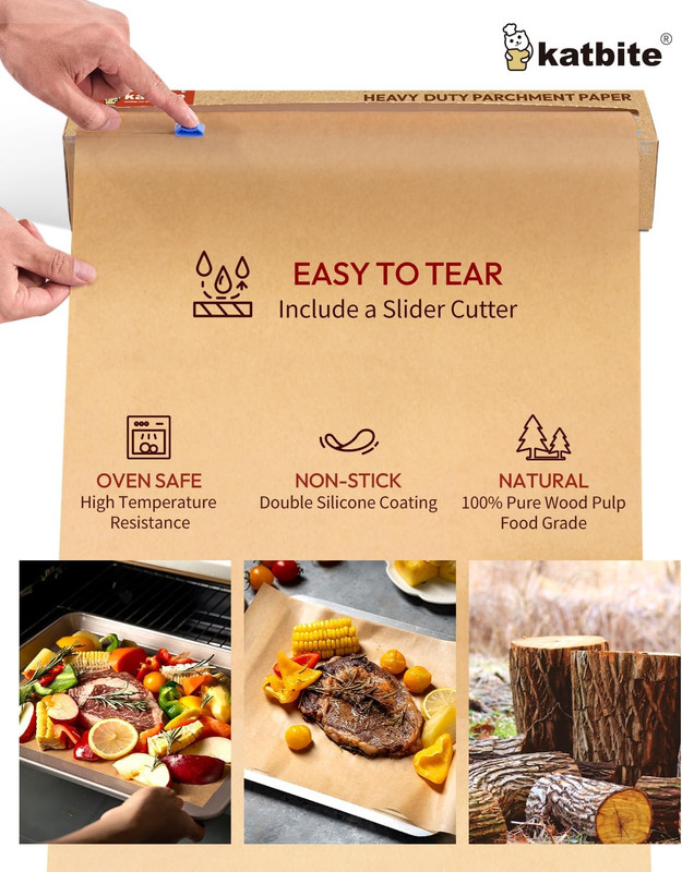 Unbleached Parchment Paper for Baking, 15 in X 210 Ft, 260 Sq.Ft, Heavy Duty Bak gallery