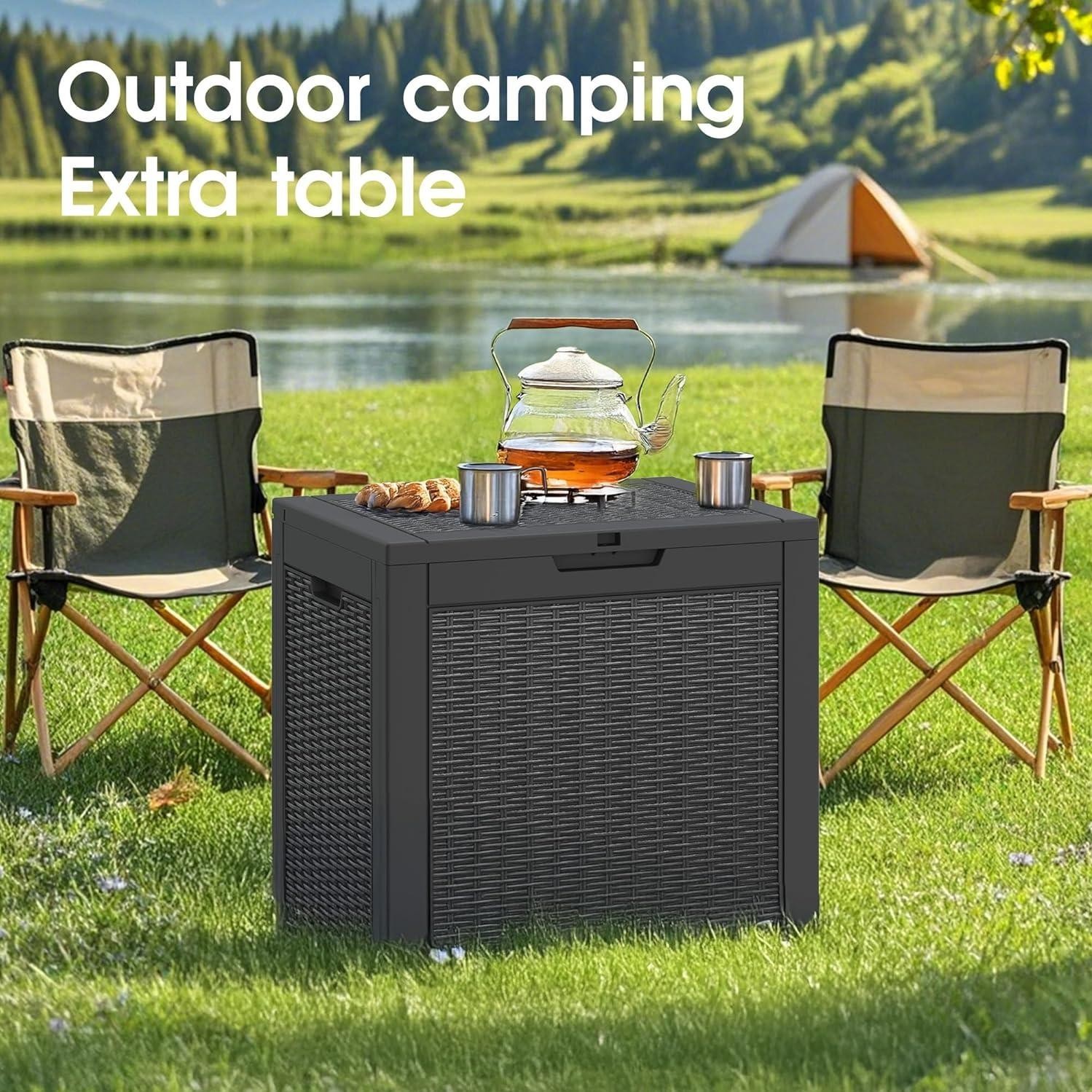 35 Gallon Outdoor Storage Box, Resin Deck Boxes Outdoor Waterproof For Patio gallery