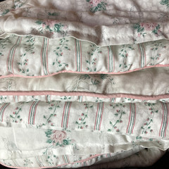 Full Size Comforter Reversible 2 Ruffle Pillow Shams Pink Rose Bows Cottage Core