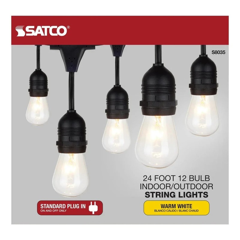 SATCO 24Ft - Incandescent String Light - Includes 12-S14 bulbs - 120Vs gallery
