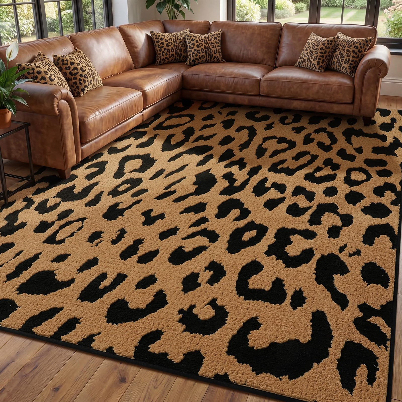 Area Rug 6 x 9 Leopard Washable High Low Pile Plush Non Slip YIHOUSE Rugs Soft gallery