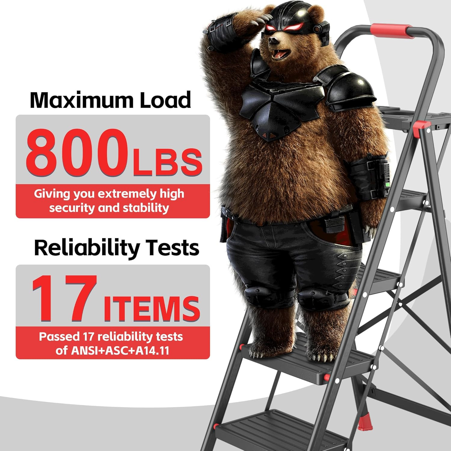 4 Step Foldable Step Ladder with Mutifunctional Tool Tray, Platform Ladders Step gallery