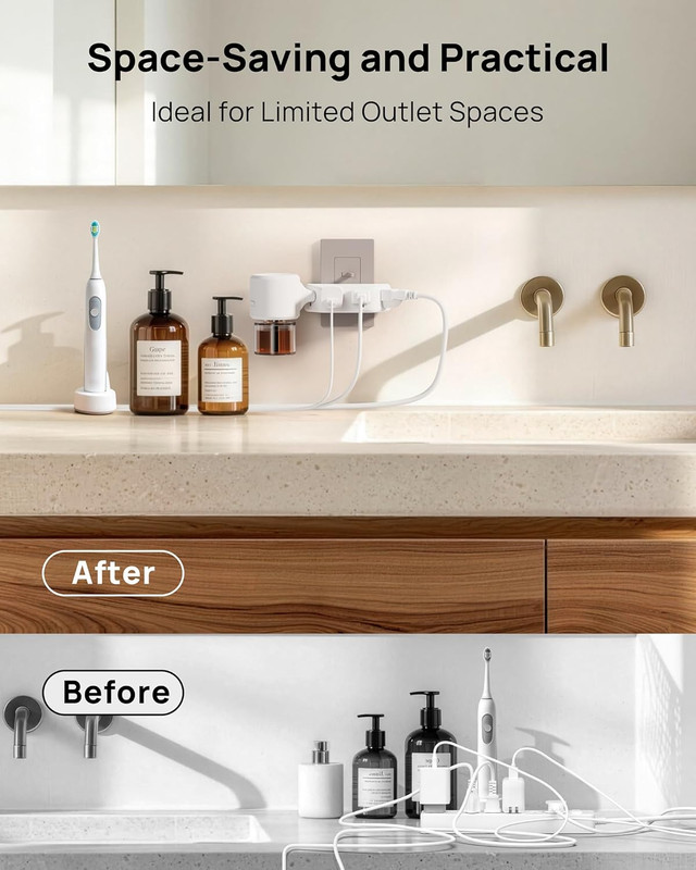 Outlet Extender Surge Protector - Multi Plug Wall Outlet with 4 Grounded Sockets gallery