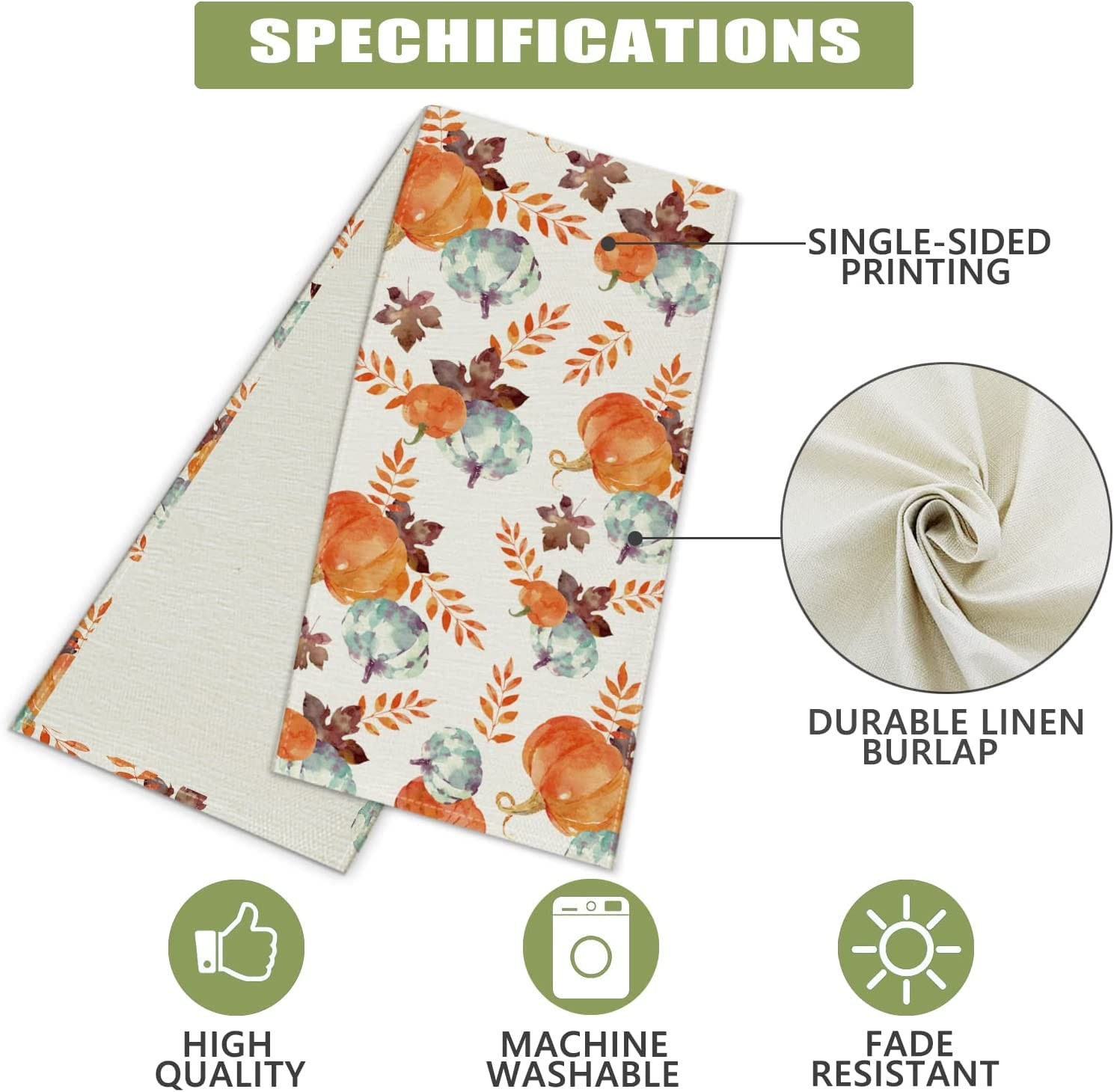 Fall Table Runner Leaf Berry Autumn Harvest Thanksgiving Decor 13x48 Inch gallery