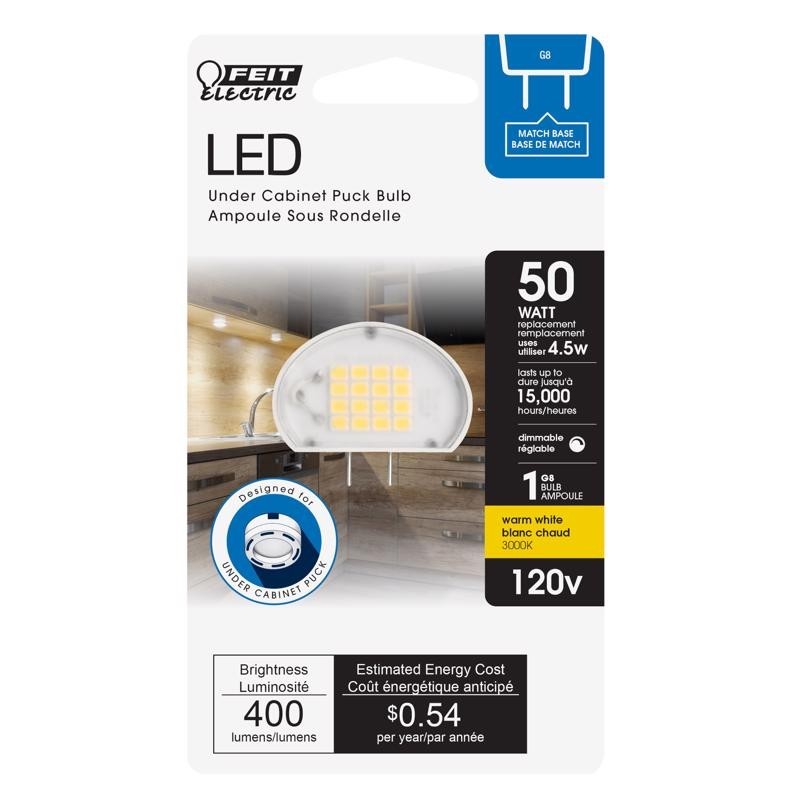 Feit Specialty G8 LED Bulb Bright White 50 Watt Equivalence 1 pk #BP50G8830SULED gallery