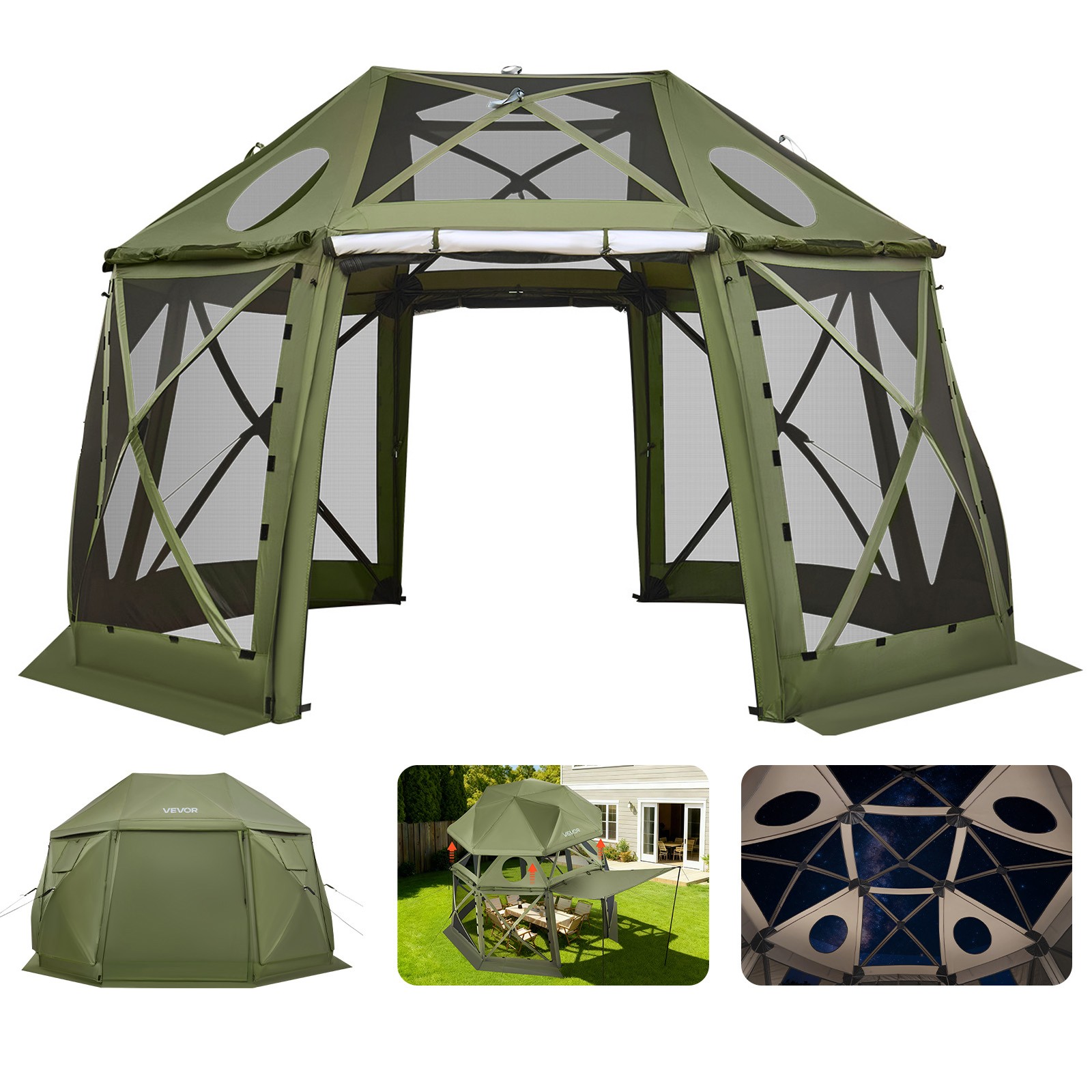 VEVOR 13-Sided Spherical Pop up Gazebo Screen Tent 13 x 13 ft for 10-12 Persons gallery