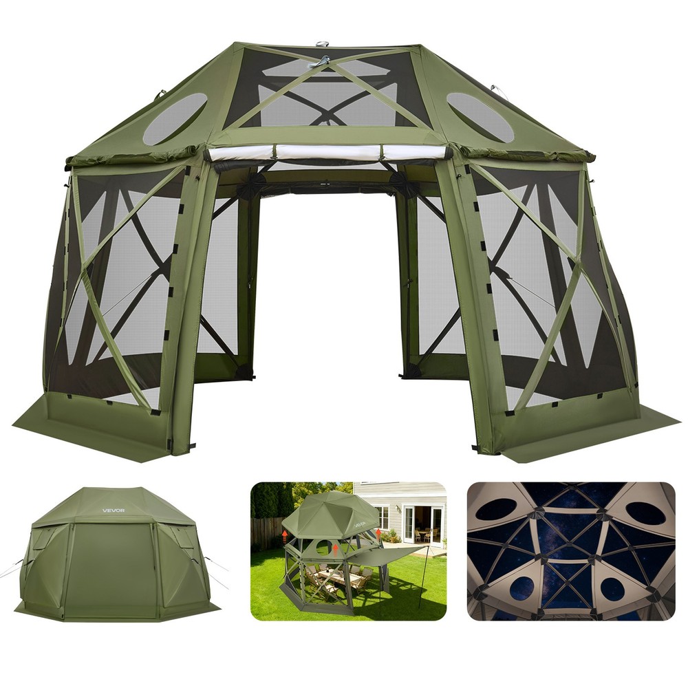VEVOR 13-Sided Spherical Pop up Gazebo Screen Tent 13 x 13 ft for 10-12 Persons