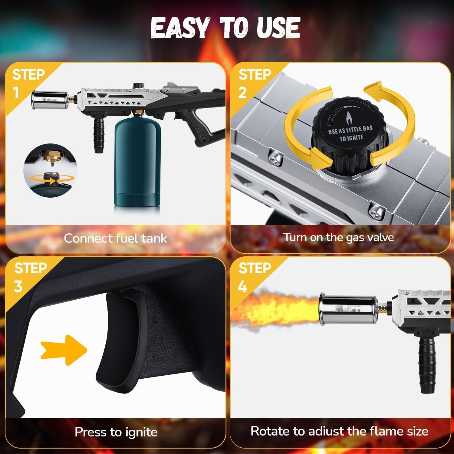 Powerful Grill Torch Gun | Propane Torch Gun, Adjustable Flamethrower | Blowtorc gallery