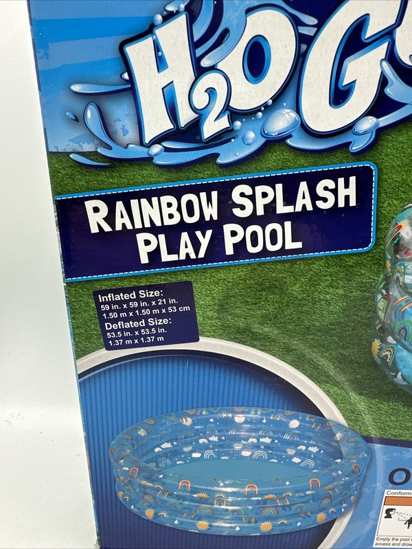 Inflatable Rainbow Splash Play Pool 59"x59"x21" *118 Gallons H2O GO! NEW IN BOX gallery