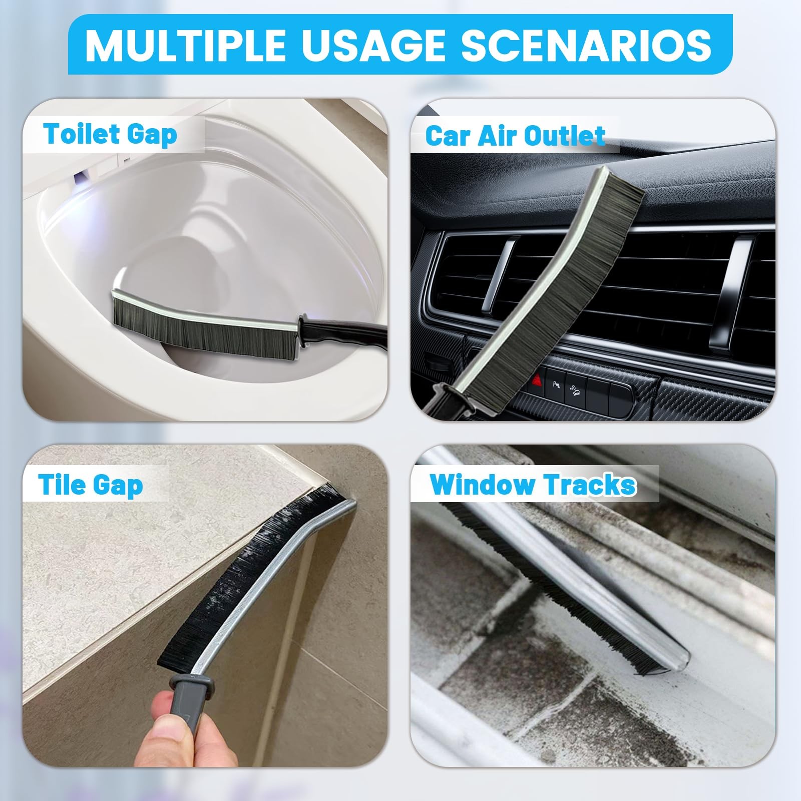 16Pcs Crevice Cleaning Brush Set, Hard Bristle Scrub Brushes Tools for Deep C... gallery