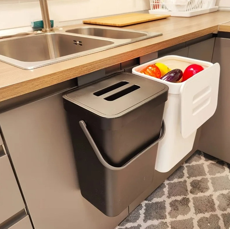 1pc Space-Saving Quiet-Close Trash Can – 3L/5L Eco-Friendly Sealed Bin - NEW gallery