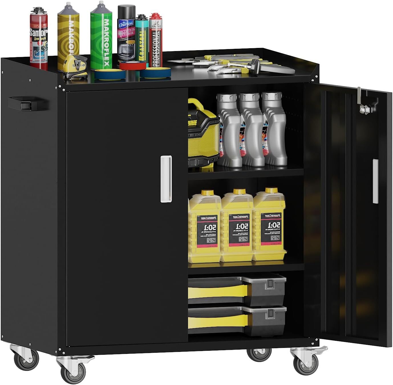 Cofar Metal Garage Cabinet,Rolling Tool Chest with Wheels for Tool Room（Black） gallery