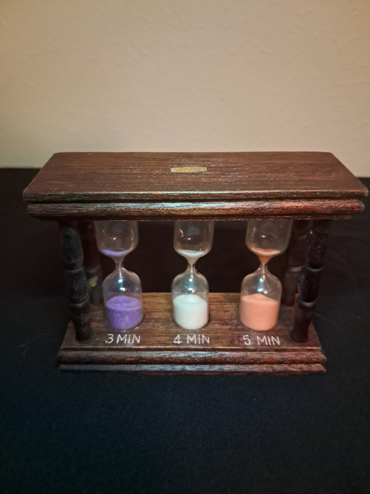 Vintage Wood Triple Hourglass Sand Timer 3 4 5 Minute Wooden Rustic Kitchen gallery