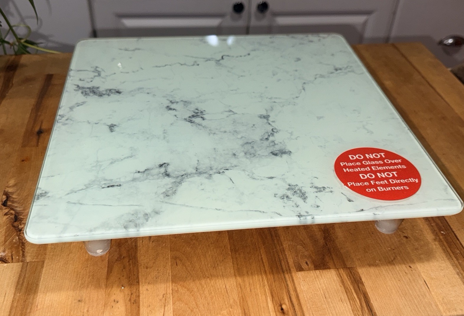 NIB Cominar Tempered Glass Mini Instant Counter-White Marble-12x12x2-OB gallery