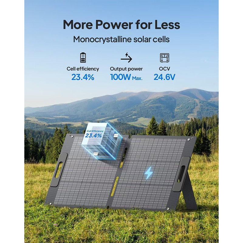 BLUETTI 100W Solar Panel Foldable Portable for Power Station for Camping Trip gallery
