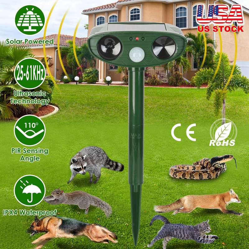 2x Solar Ultrasonic Deer Repellent Devices w/ Motion Detection gallery