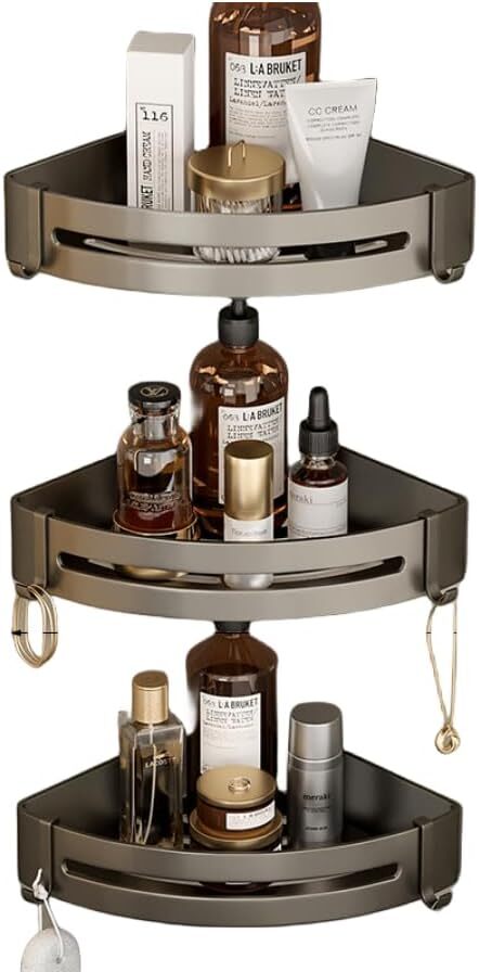3 Tier Corner Shower Caddy Shelf Bathroom Wall Mounted Storage Rack Holder US gallery