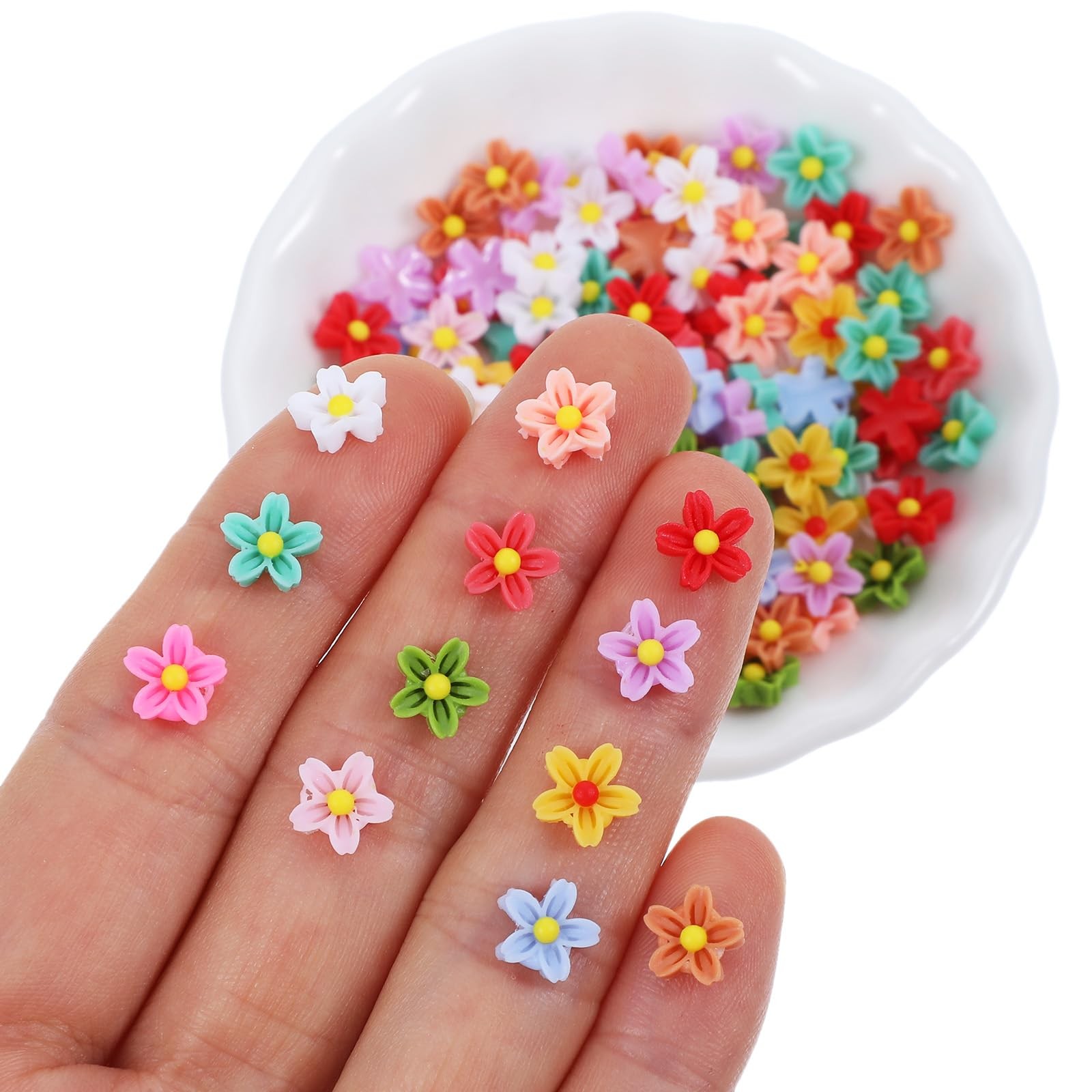 100 Pcs Mini Flowers for Crafts Minature Flowers for Minature Houses Resin gallery