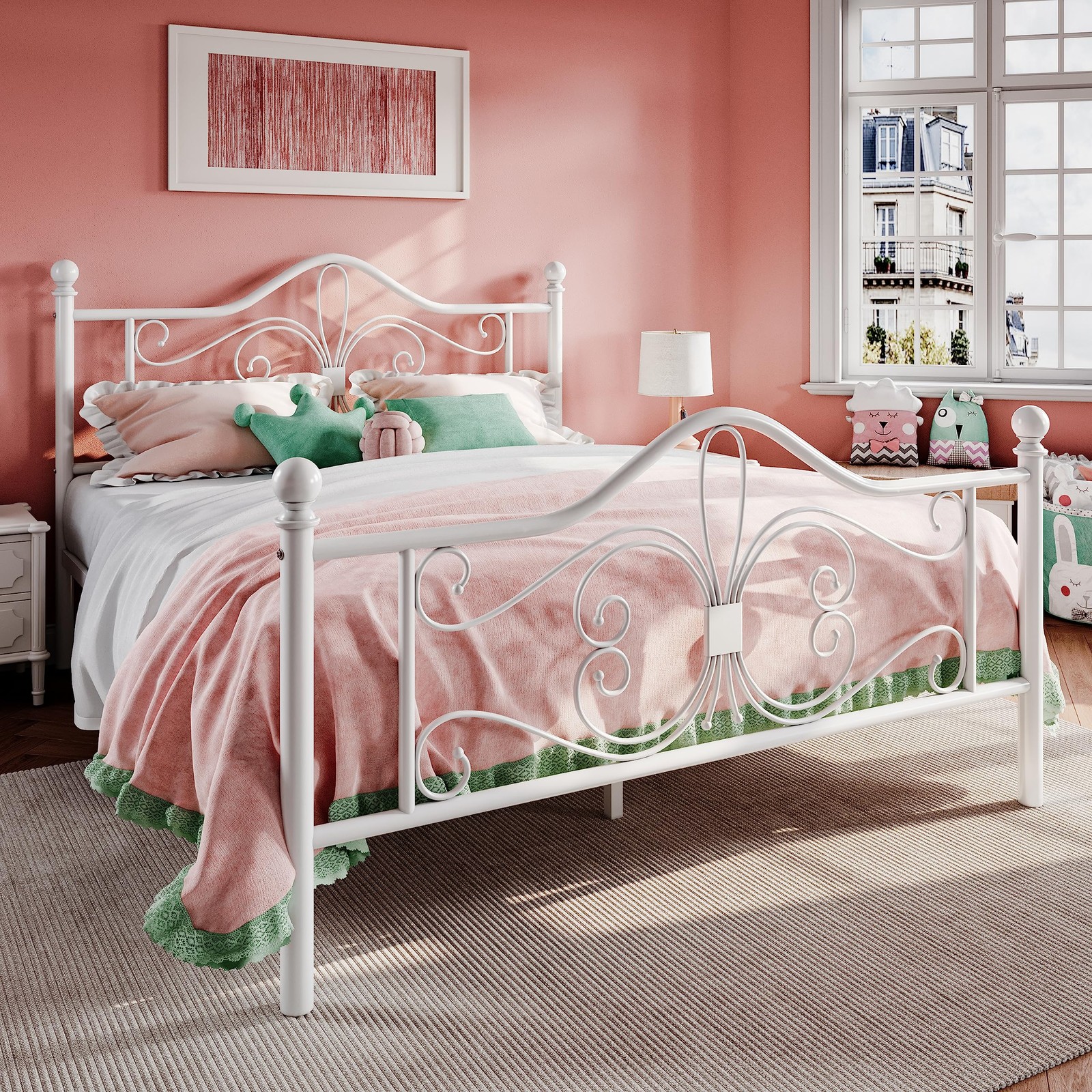 SHA CERLIN Full Size Bed Frame with Headboard,Metal Bed Frame with Butterfly ... gallery