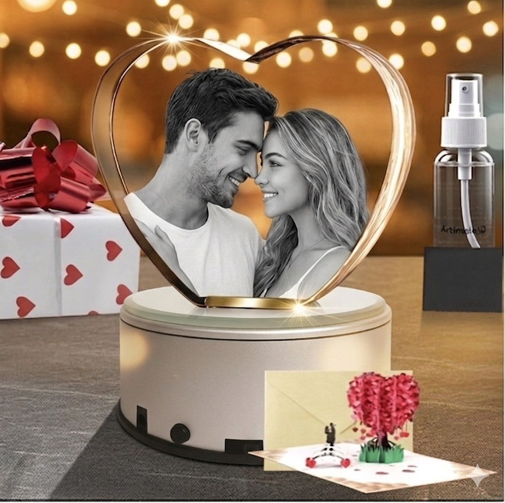 Medium Heart 3D Crystal Photo Premium Personalized Engraved Gift for Mom, Wife gallery