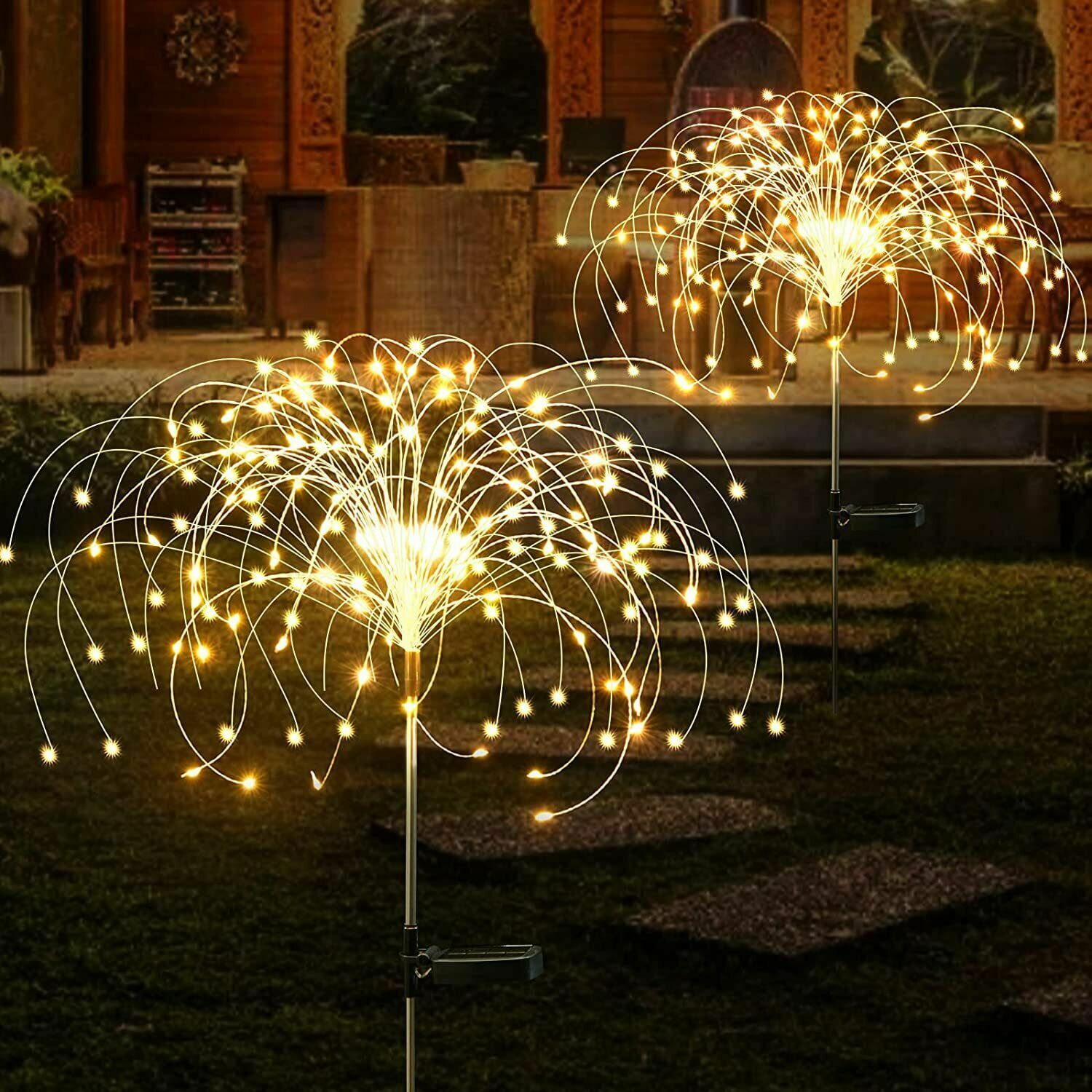 150 LED Solar Firework Fairy Lights Outdoor Waterproof Path Garden Decor Lamp US gallery