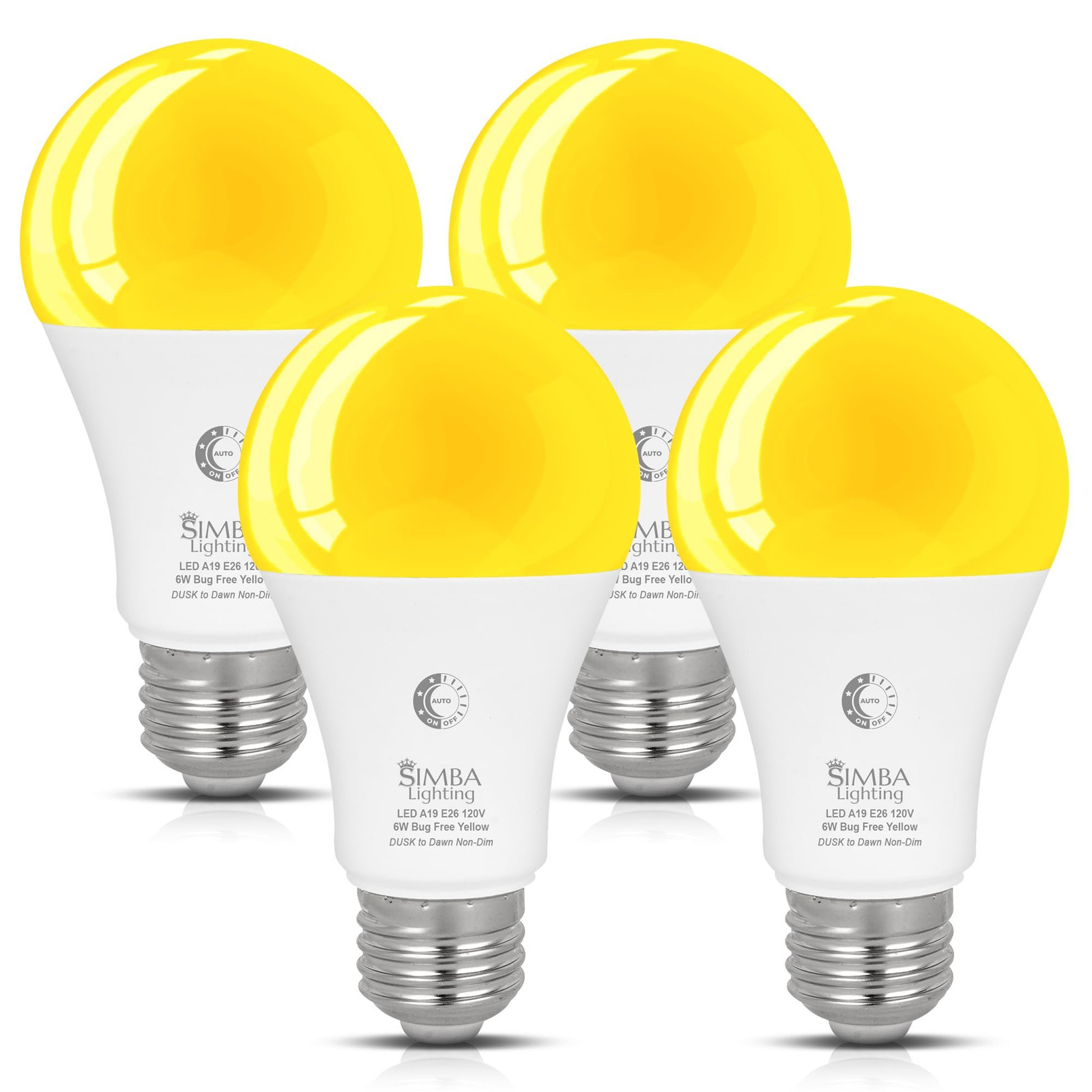 [4 Pack] LED Bug Repelling Amber Bulb 6W / 40W with Dusk-to-Dawn Sensor E26 Base gallery