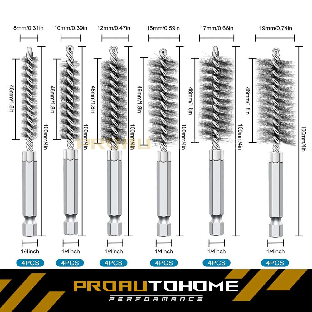 24PCS Stainless Steel Wire Bore Brushes Set 1/4 Inch Hex Shank for Power Drill gallery