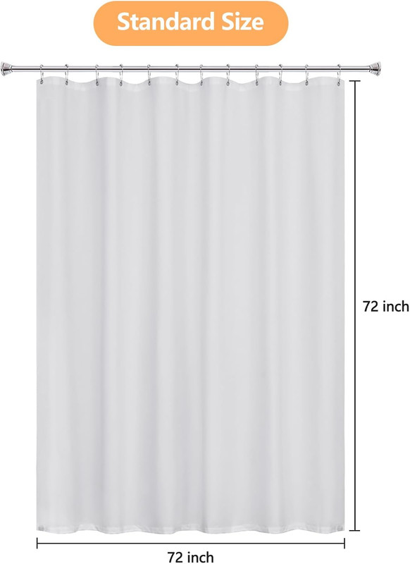 Waterproof Soft Microfiber Shower Curtain TPU Backed Lightweight, White Washable gallery